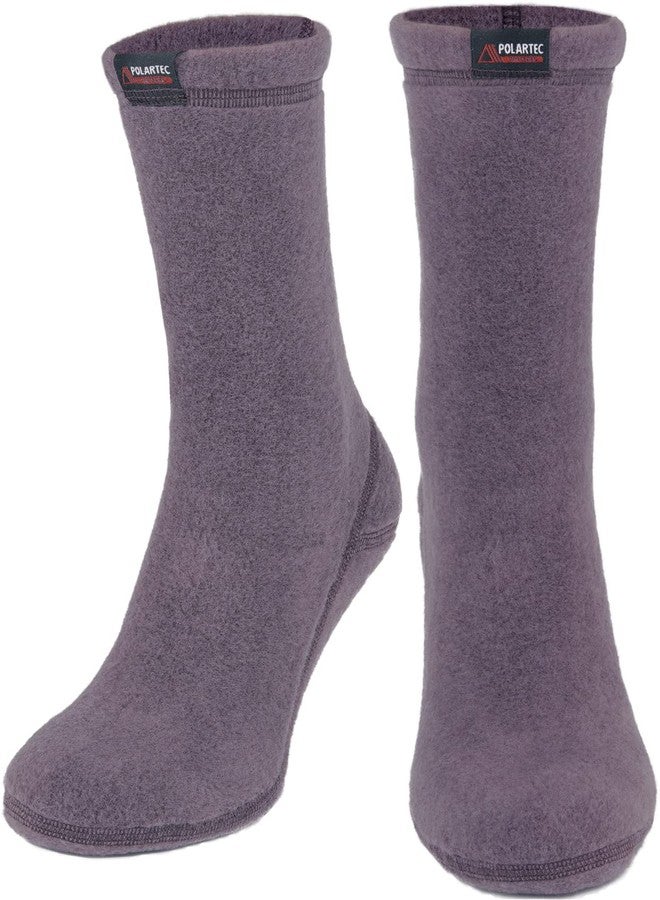 CheshKit Cozy Warm Boot Liner Slipper Socks - Hiking Sport - Polartec Fleece Winter Socks (1 Pair Pack, Small, Dark Grape) - Image 1